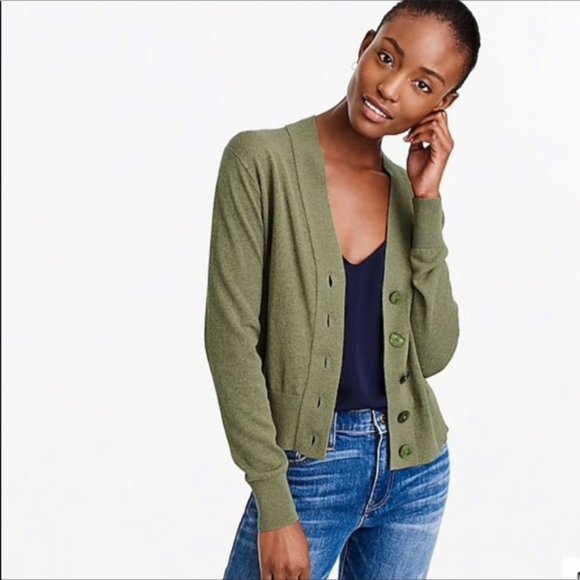 J. Crew | Sweaters | J Crew Cropped Cardigan Sweater In Supersoft Yarn Olive  Green | Poshmark